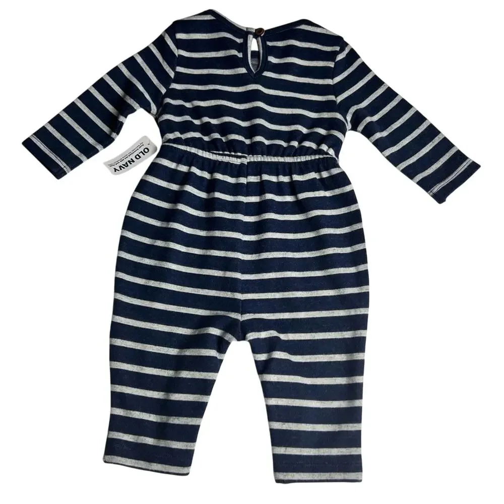 Old Navy Cozy Knit Stripe Printed Baby Jumpsuit Sz 0-3M